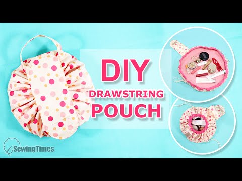 DIY ROUND DRAWSTRING POUCH | Portable Makeup Bag Easy Tutorial [sewingtimes]